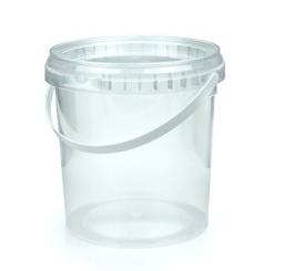 Plastic bucket w. lid round clear, 3,5 L