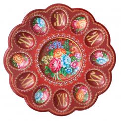 Easter plate "Zhostovo" for 12 eggs and 1 Easter cake, 30 x 30 cm