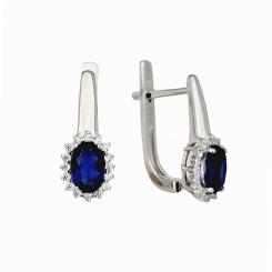 925 silver earrings with colorless and blue zirconia