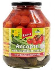 Emela pickled cherry tomatoes and cucumbers "Assorti" , 1.6L