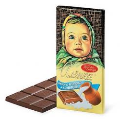 Krasnyj Oktyabr chocolate bar "Alenka" with lots of milk and calcium, 90g