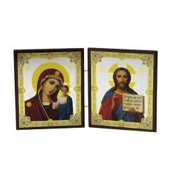 Icon clades 2-piece, made of wood, double embossing, 13x22 cm