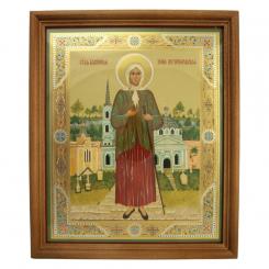 Icon "Ksenia Peterburzhskaya" wooden frame, under glass, 20 x 24 cm