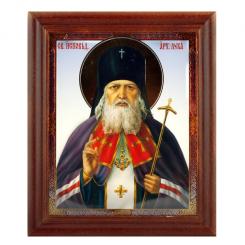 Icon "Orthodox Bishop Luka" wooden frame, double embossing, glass, 11 x 13 cm