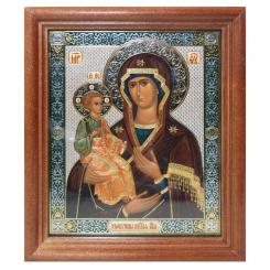 Icon "Troeruchiza" wooden frame, double embossing, under glass, 11 x 13 cm