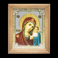 Icon "Kazanskaya" wooden frame, double embossing, 11 x 13 cm