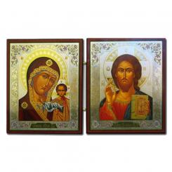 Icon clades 2-piece, made of wood, double embossing, 13x22 cm