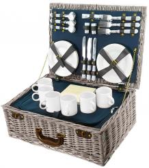 Smak picnic basket luxury with ceramic tableware for 6 people