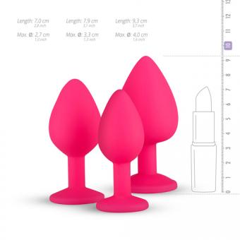 Silicone anal plug with diamond - pink