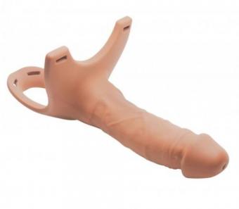 Hollow strap on silicone dildo with harness