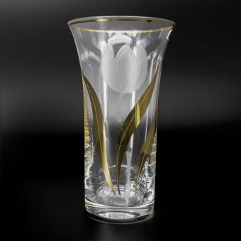 Bohemia CRYSTALEX vase "Tulip with gold" 25.5 cm