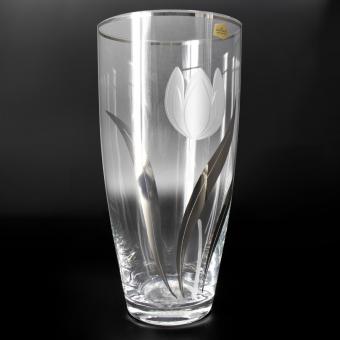 Bohemia CRYSTALEX vase "Tulip with silver", 30 cm