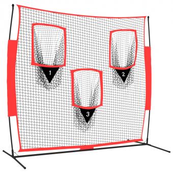 Baseball-Netz Tragbar Schwarz und Rot 183x105x183 cm Polyester