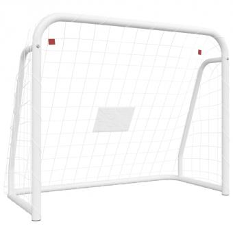 Fußballtor mit Netz Weiß 125x96x60 cm Stahl & Polyester