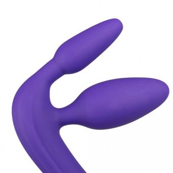 Triple strap-on dildo in purple