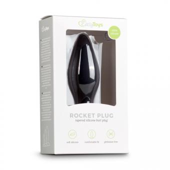 Black silicone anal plug, medium size