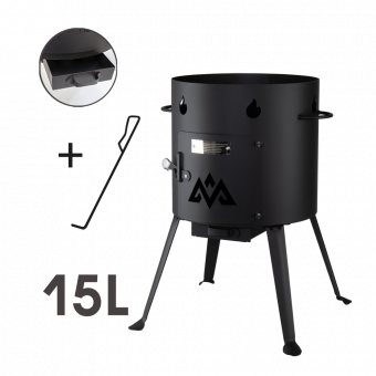 Fire stove for Kasan 15 L, made of steel, with poker (2 mm, Ø 452 mm, H:65 cm)