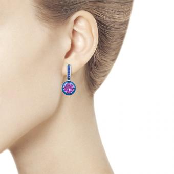 Sokolov earrings in 925 silver with sitall, zirconia and enamel