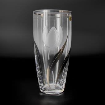 Bohemia Crystal vase tulip with silver, 250 mm