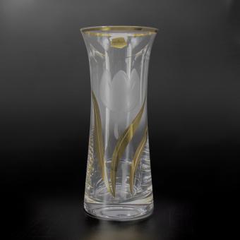 Bohemia Crystal vase tulip with gold, 250 mm