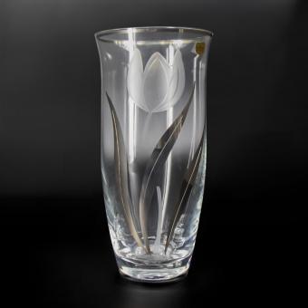 Bohemia Crystal vase tulip with silver, 255 mm