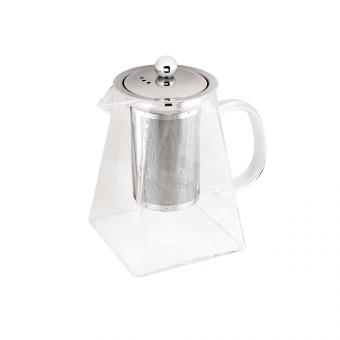 Geschenk-Teeset: Tee-Glaskanne mit Filter (950 ml) + drei Riston-Tees (je 100g)