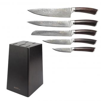 BEM Saiko Damascus knife set 6-pcs. made of VG-10 steel with knife block