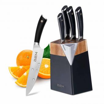 BEM Master Chef 6-piece knife set made of high-quality stainless steel with knife block incl. sharpener