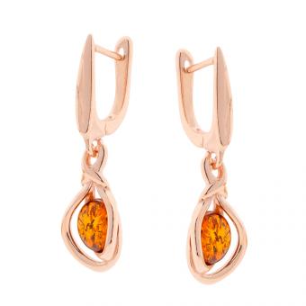 Earrings in 925 silver with cognac amber or turquoise, rose gold-plated