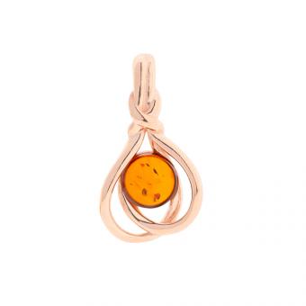 Pendant in 925 silver with cognac amber or turquoise, rose gold-plated