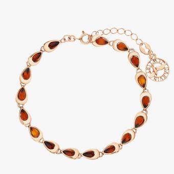 Bracelet in 925 sterling silver with amber stones