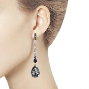 Sokolov earrings in 925 silver with black crystals and zirconia