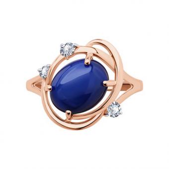 Sokolov ladies ring in 585 red gold with sapphire and zirconia