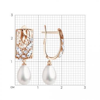 Sokolov earrings in 585 rose gold with pearls and cubic zirconia