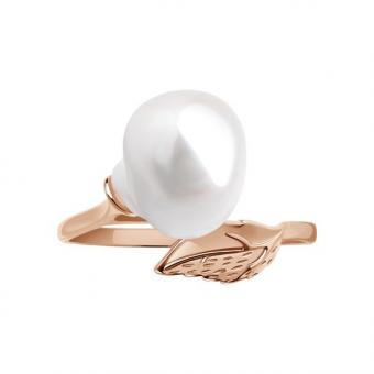 Sokolov ladies ring in 585 red gold with one pearl