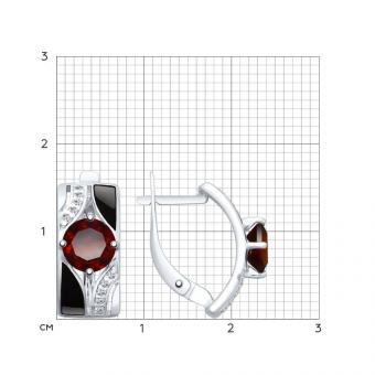 Sokolov Серьги из серебра 925 пробы с эмалью гранатами и фианитами
