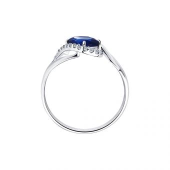 Sokolov ladies ring in 925 silver with blue and colorless zircons