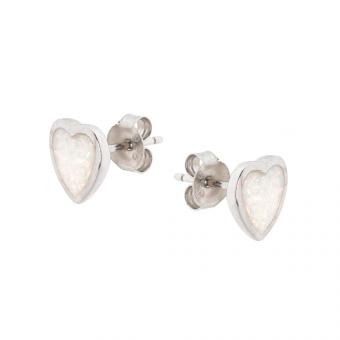 925 silver heart-shaped stud earrings with white and blue opal