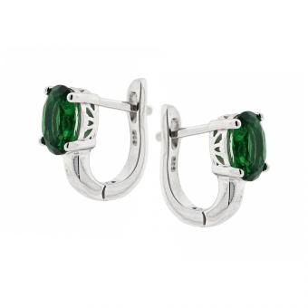 Jewelry set in 925 silver with green zirconia: earrings + pendant + ladies' ring