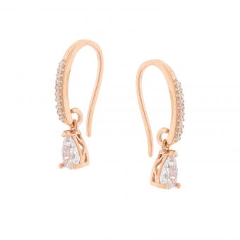 Earrings in 925 silver with zirconia, gold-plated, French clasp