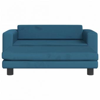 Kindersofa mit Hocker Blau 100x50x30 cm Samt