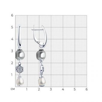 Sokolov earrings 925 silver with cubic zirconia and pearls