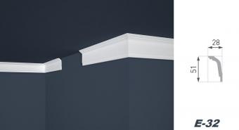 Marbet stucco moldings E-32 white, 28 x 51 mm