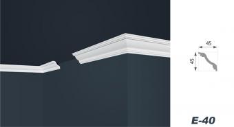 Marbet stucco moldings E-40 white, 45 x 45 mm