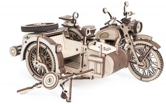 Lemmo 3D-Modell Bausatz Holz-Motorrad mit Beiwagen "URAN"