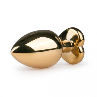 Gold colored anal plug with decorative stone in heart shape