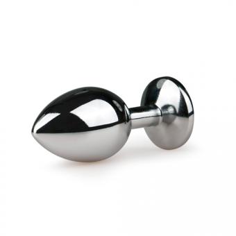 Butt plug metal with transparent decorative stone - silver color