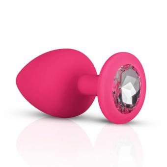 Silicone anal plug with diamond - pink