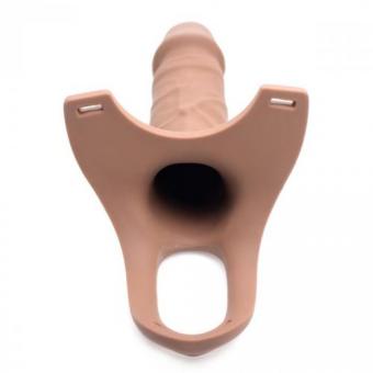 Hollow strap on silicone dildo with harness