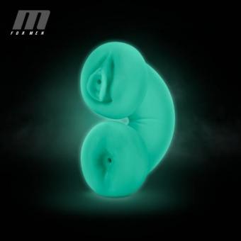 M for Men - Soft and Wet - Double Trouble Masturbator - Glows in the Dark